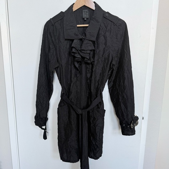 due per due Jackets & Blazers - Due Per Due crinkled black trench coat